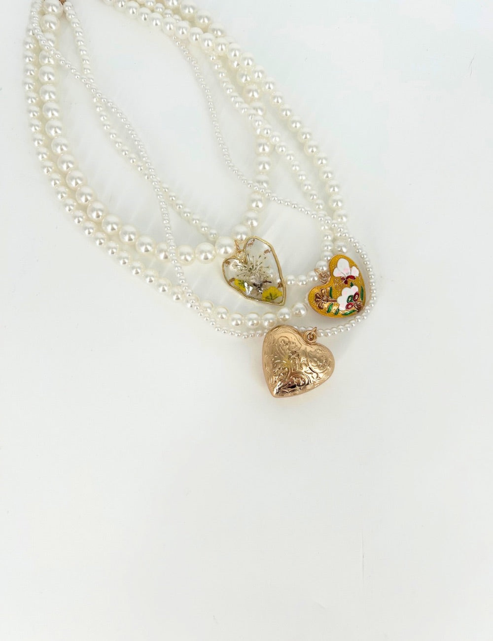 Collana perle con cuori