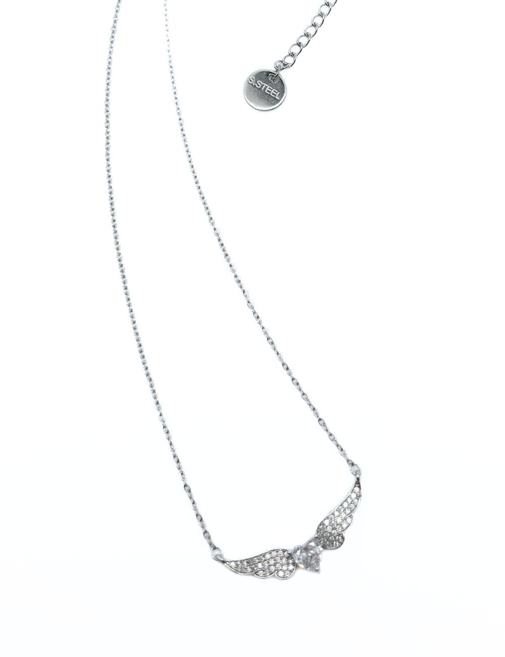 Collana cuore alato strass