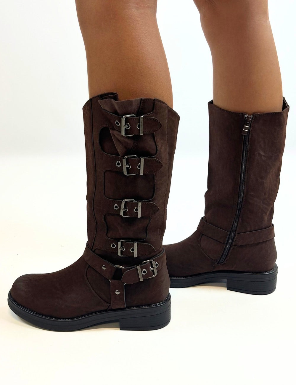 Stivale biker scamosciato Cofee