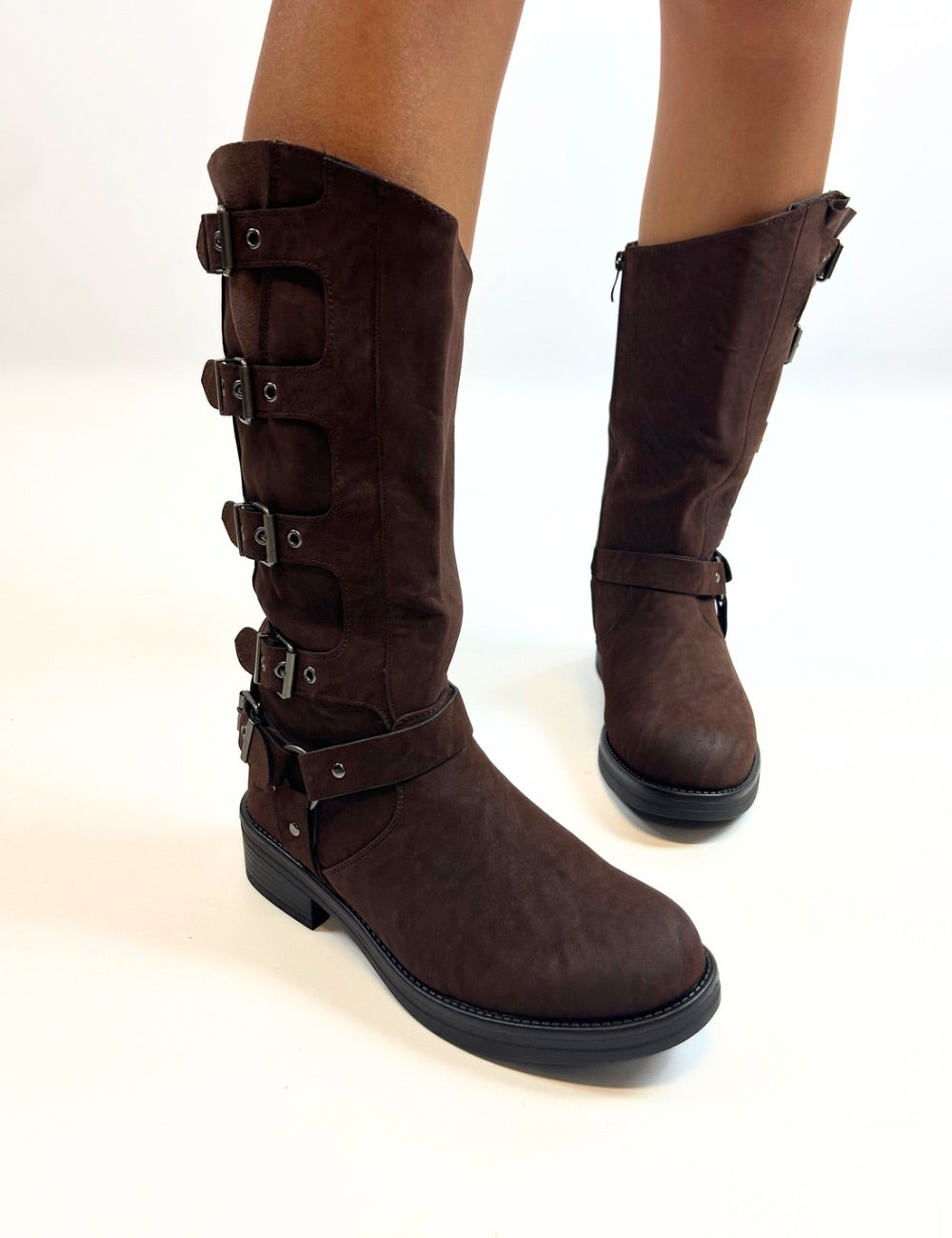 Stivale biker scamosciato Cofee