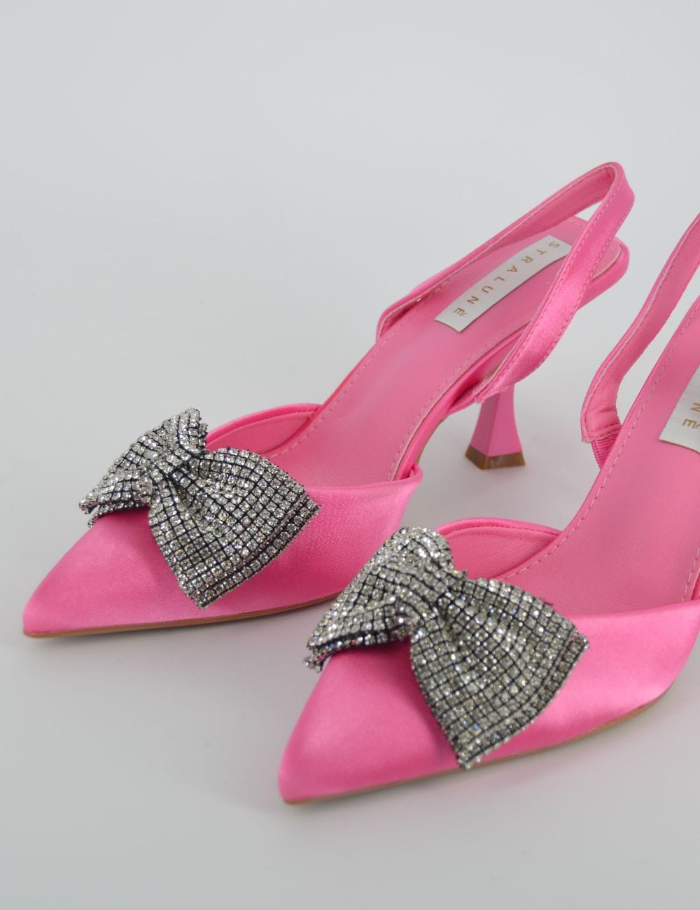 Slingback fiocco strass tacco Cristal