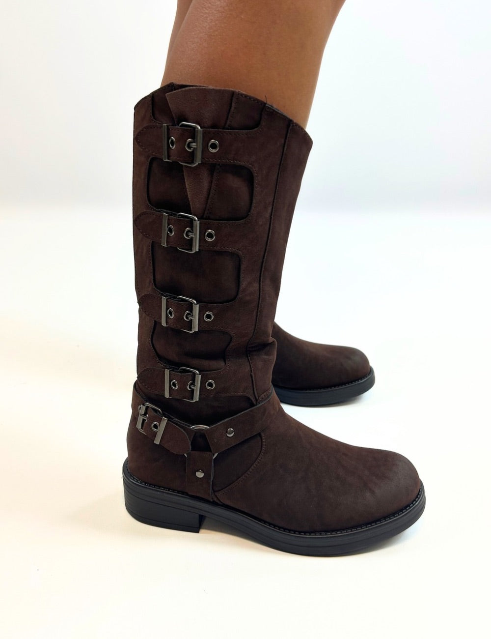 Stivale biker scamosciato Cofee